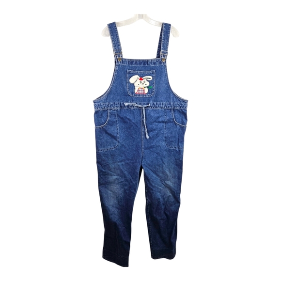 Vintage Pants - Vintage Y2K Denim Overalls Bunny Applique Cottagecore Kawaii XL